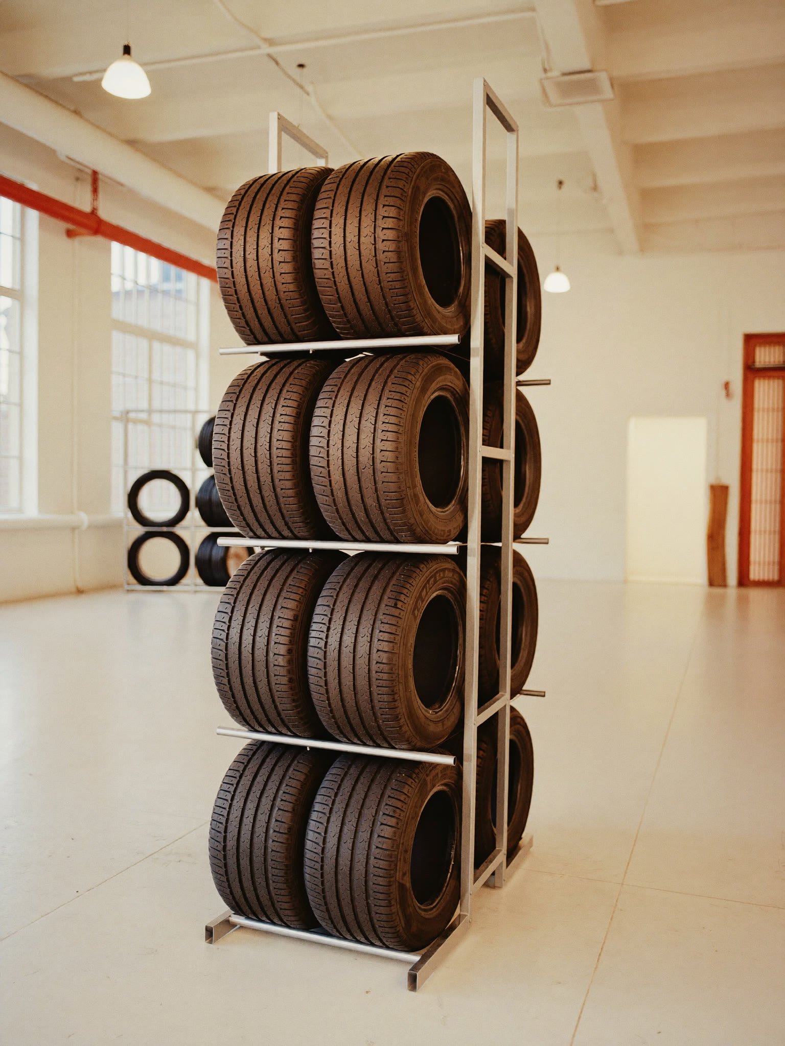 Racks of new tires